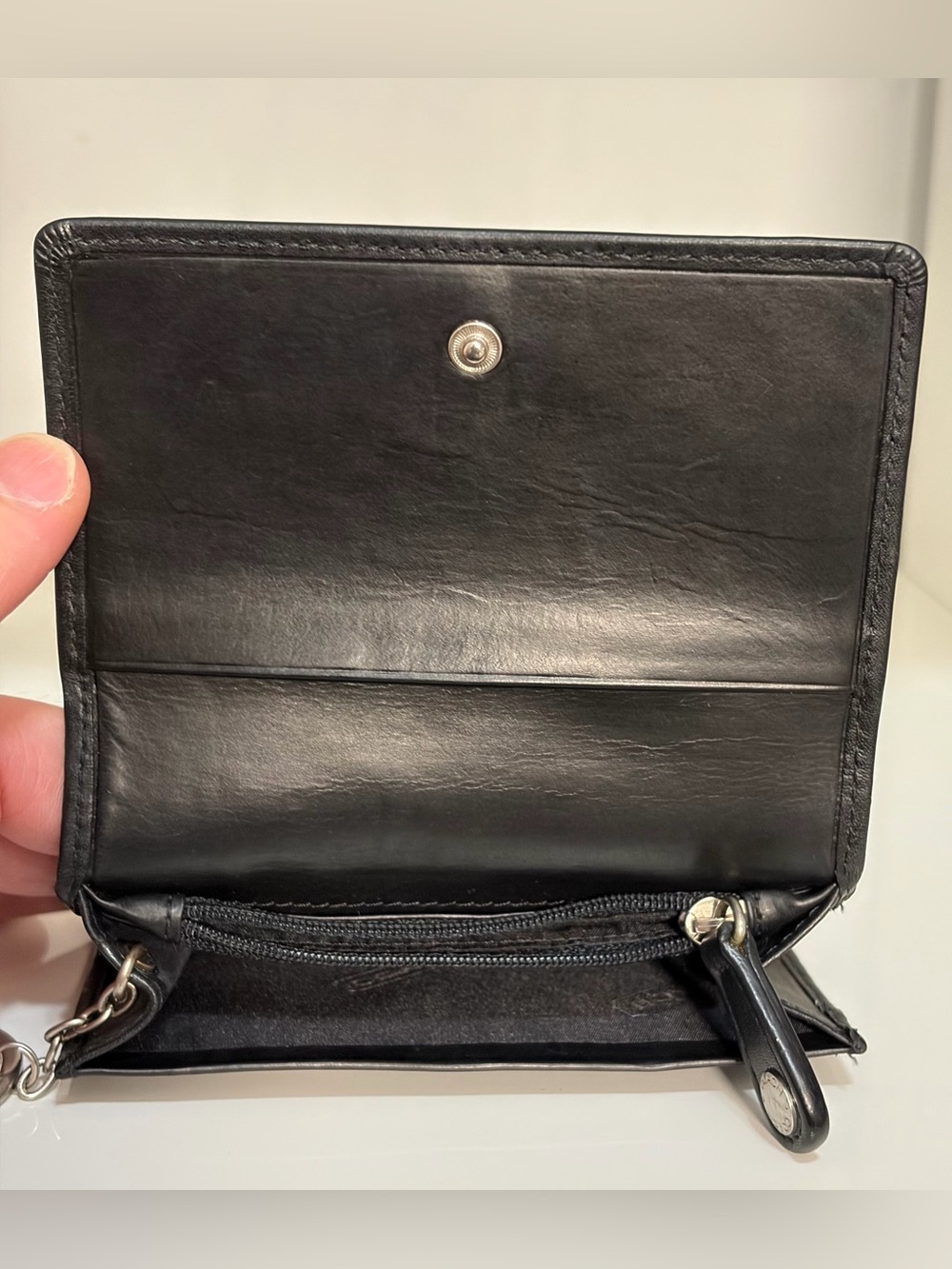 Vintage Coach Bedford Purse Wallet in Black Leather with Key Ring & Snap Closure - Picture 13 of 14